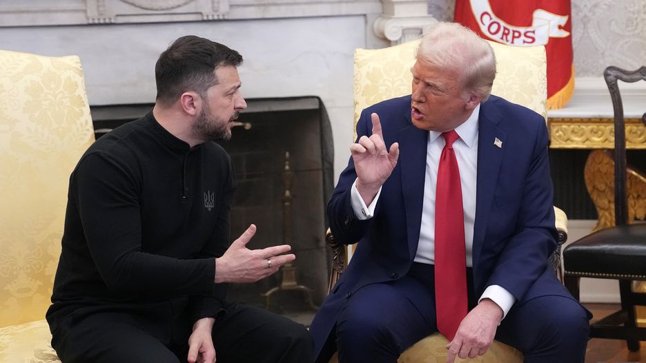 WASHINGTON, DC - FEBRUARY 28: U.S. President Donald Trump and Ukrainian President Volodymyr Zelensky meet in the Oval Office at the White House on February 28, 2025 in Washington, DC. Trump and Zelensky are meeting today to negotiate a preliminary agreement on sharing Ukraine’s mineral resources that Trump says will allow America to recoup aid provided to Kyiv while supporting Ukraine’s economy. (Photo by Andrew Harnik/Getty Images)