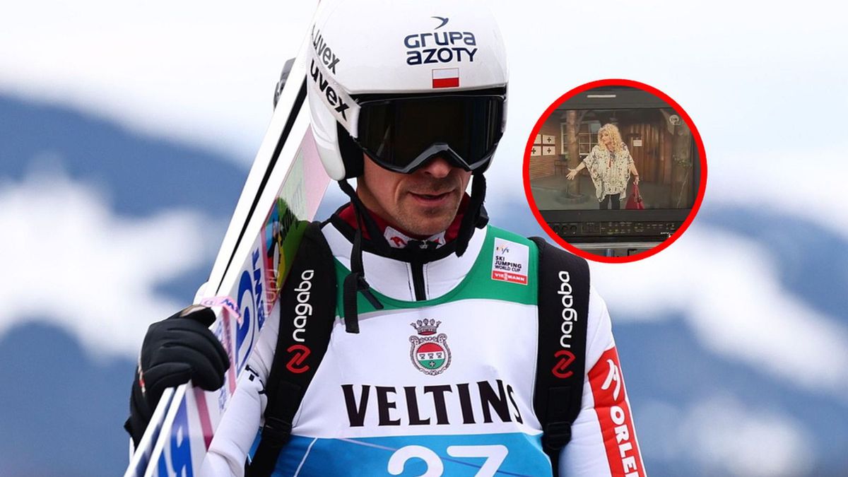 Na zdjęciu: Piotr Żyła (na małym foto: Magda Gessler)