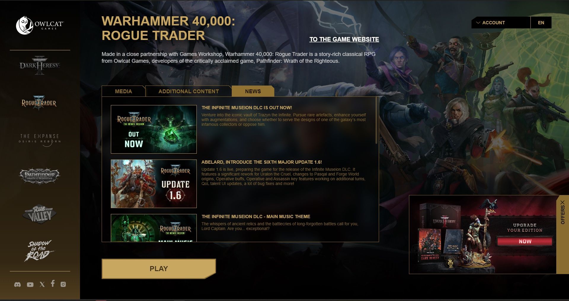 Warhammer 40,000: Rogue Trader - kolejny niepotrzebny launcher
