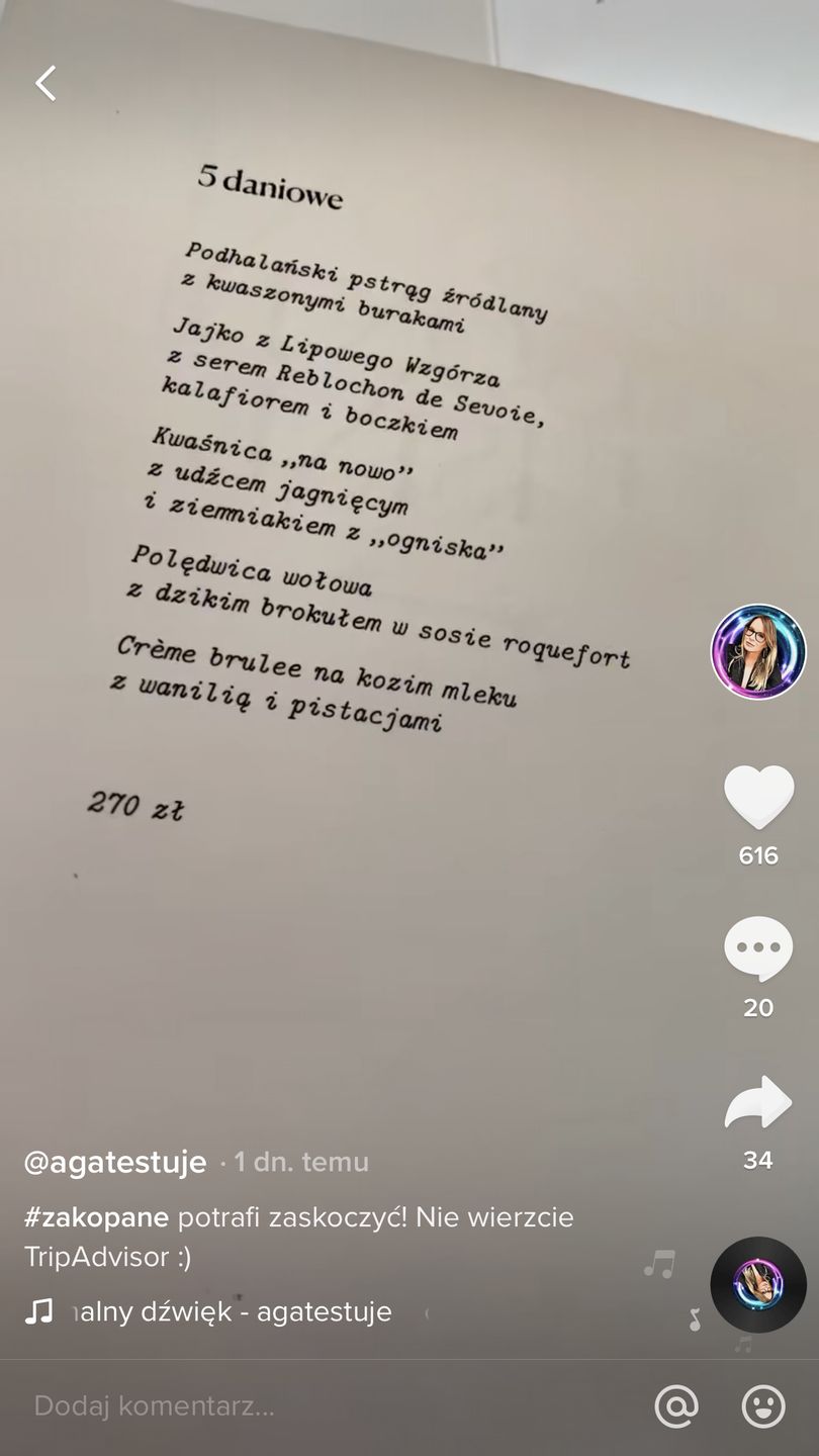 Menu degustacyjne 5-daniowe kosztowało 270 zł 