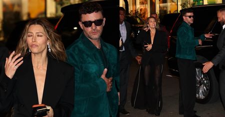 Kryzys zażegnany? Ekspresyjna Jessica Biel z GŁĘBOKIM DEKOLTEM i Justin Timberlake meldują się na imprezie w Nowym Jorku (ZDJĘCIA)