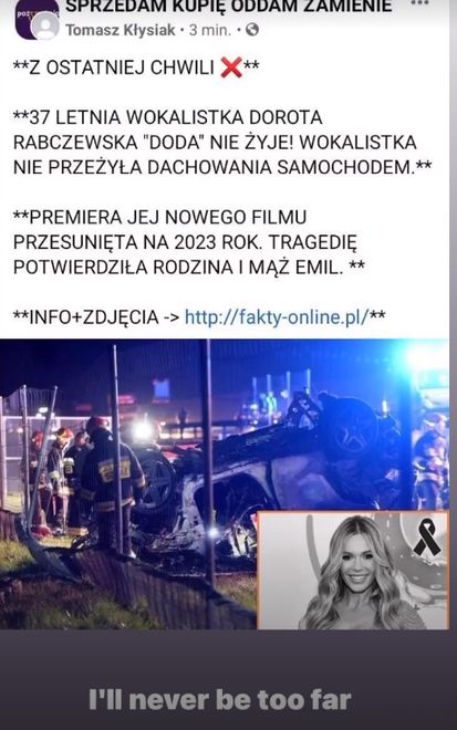 Doda pokazała screen z fake newsem na jej temat