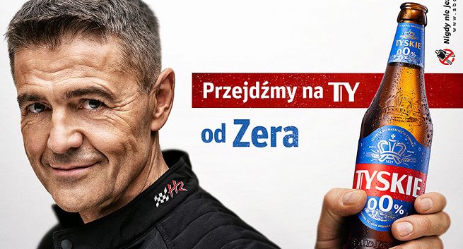 Krzysztof Hołowczyc reklamuje bezalkoholowe piwo Tyskie