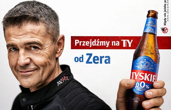 Krzysztof Hołowczyc reklamuje bezalkoholowe piwo Tyskie