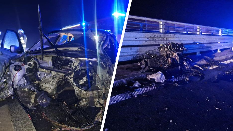 Kierowca BMW z potężną siłą uderzył w bariery energochłonne