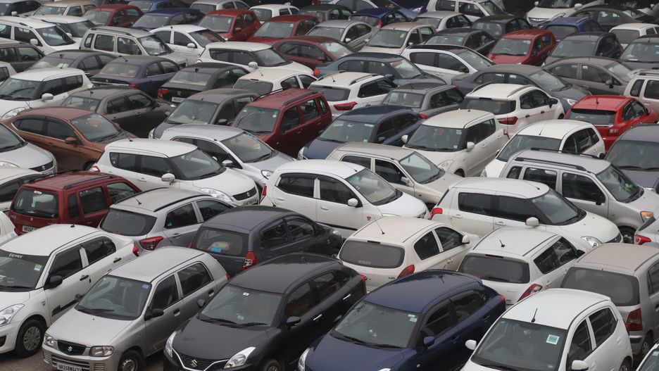 Cars are seen at a parking area in New Delhi India on 23 December 2019 (Photo by Nasir Kachroo/NurPhoto via Getty Images)