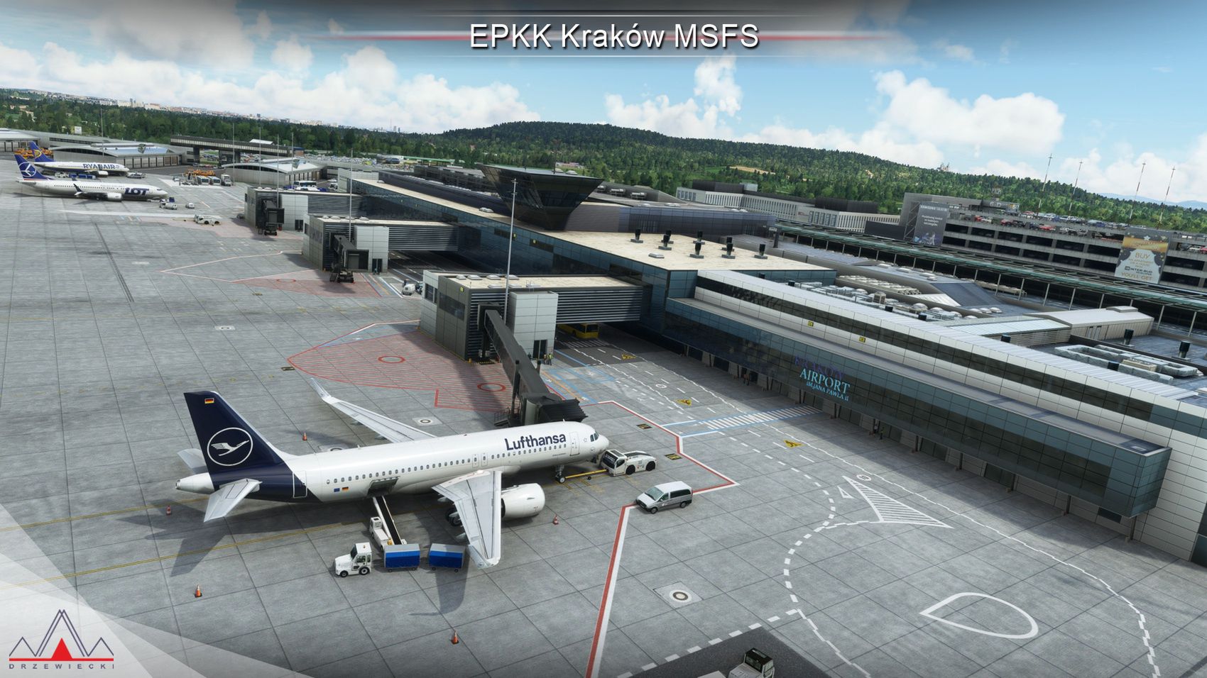 Kraków w Microsoft Flight Simulator.