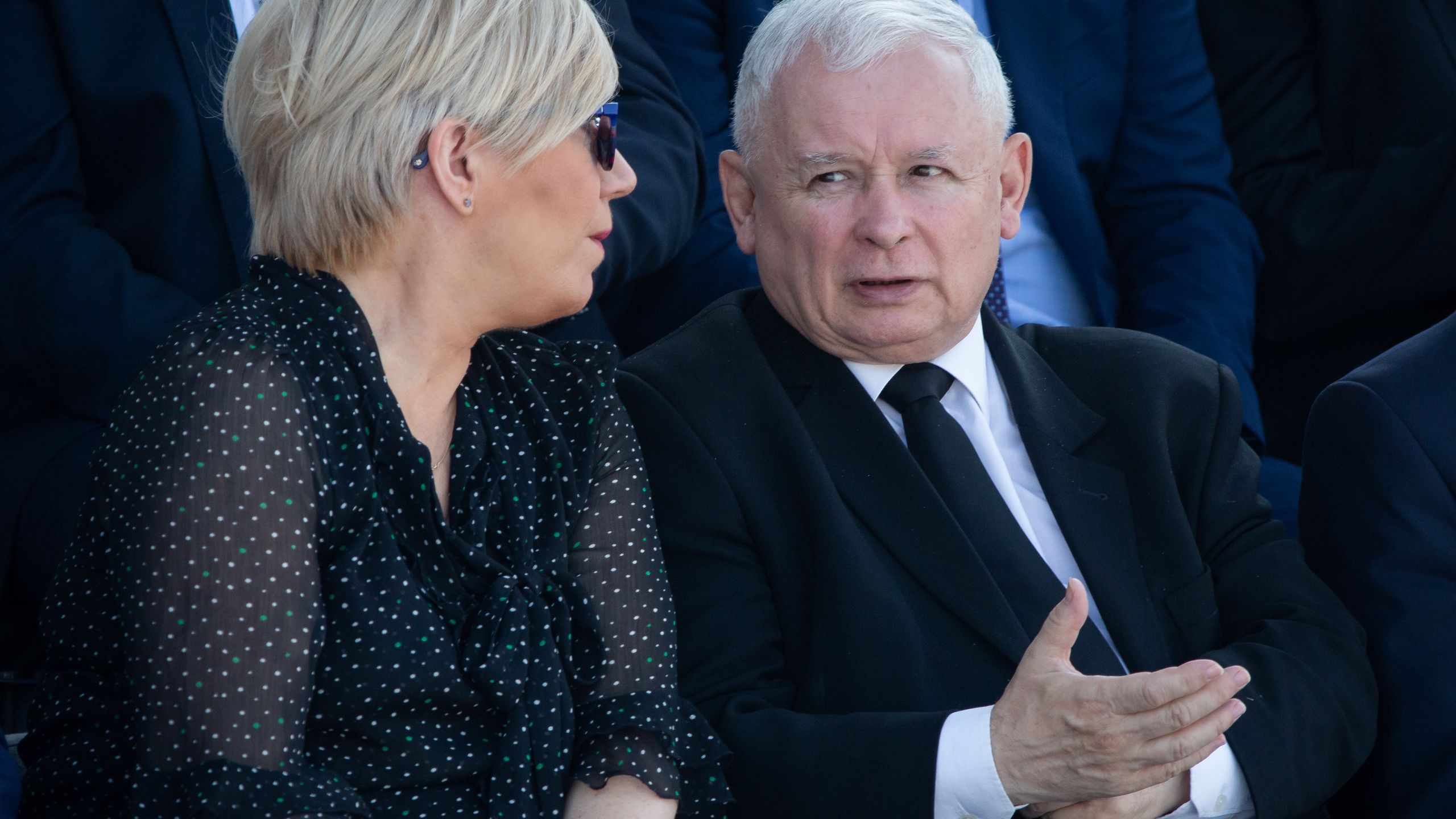 Obchody 80. rocznicy wybuchu II wojny swiatowej w WarszawieWarszawa, 01.09.2019. Centralne uroczystosci upamietniajace 80. rocznice wybuchu II wojny swiatowej na Pl. Pilsudskiego; n/z Julia Przylebska, Jaroslaw Kaczynski.,Image: 468539522, License: Rights-managed, Restrictions: , Model Release: no, Credit line: Mateusz Wlodarczyk / ForumMateusz Wlodarczyk / Forumpolska, warszawa, w Polsce, w Warszawie, Plac Pilsudskiego, na pl. marszalka Pilsudskiego, II, 2, Wojna, Wojna Swiatowa, rocznica, 80, wybuchu, wojny, uroczystosc, uroczysta, ceremonial wojskowy, Uroczysta zmiana Posterunku Honorowego, zmiana wart, warty honorowej, uroczystosci, Wystapienie, wystapienia, przemowienie, przemowienia, prezydent, Wiceprezydent, polski, niemiec, usa, Stanow Zjednoczonych Ameryki, Stany Zjednoczone, us, niemcy, ameryka, prezydent ameryki, wizyta, prezydenta, defilada, centralne uroczystosci, 80. rocznica wybuchu II wojny swiatowej, obchody, 80., II wojna swiatowa, drugiej wojny swiatowej, category_code_pol