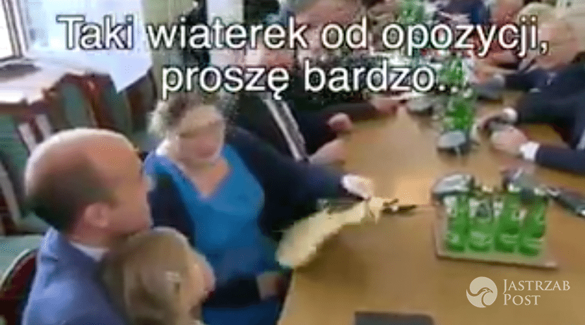 Wideo jak Pawłowicz wachluje córkę Budki