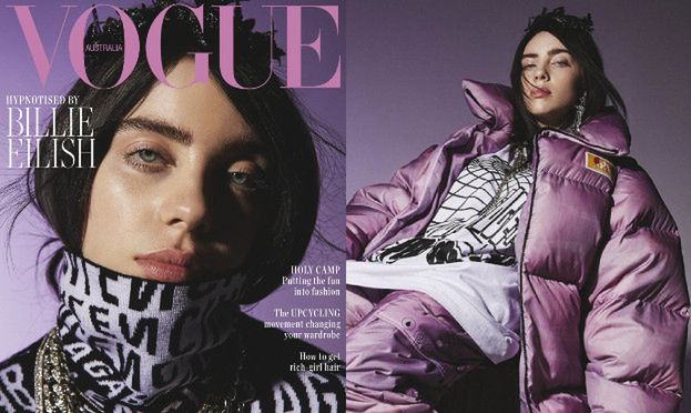 Zaspana Billie Eilish pozdrawia ze swojej pierwszej okładki "Vogue'a"