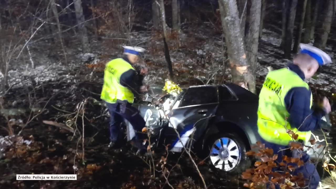 Tragiczny wypadek niedaleko Kościerzyny. Dwie osoby zginęły, 12-letni chłopiec trafił do szpitala