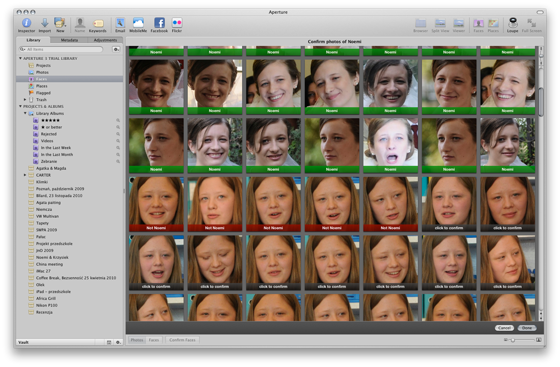 Apple Aperture 3 - recenzja - faces