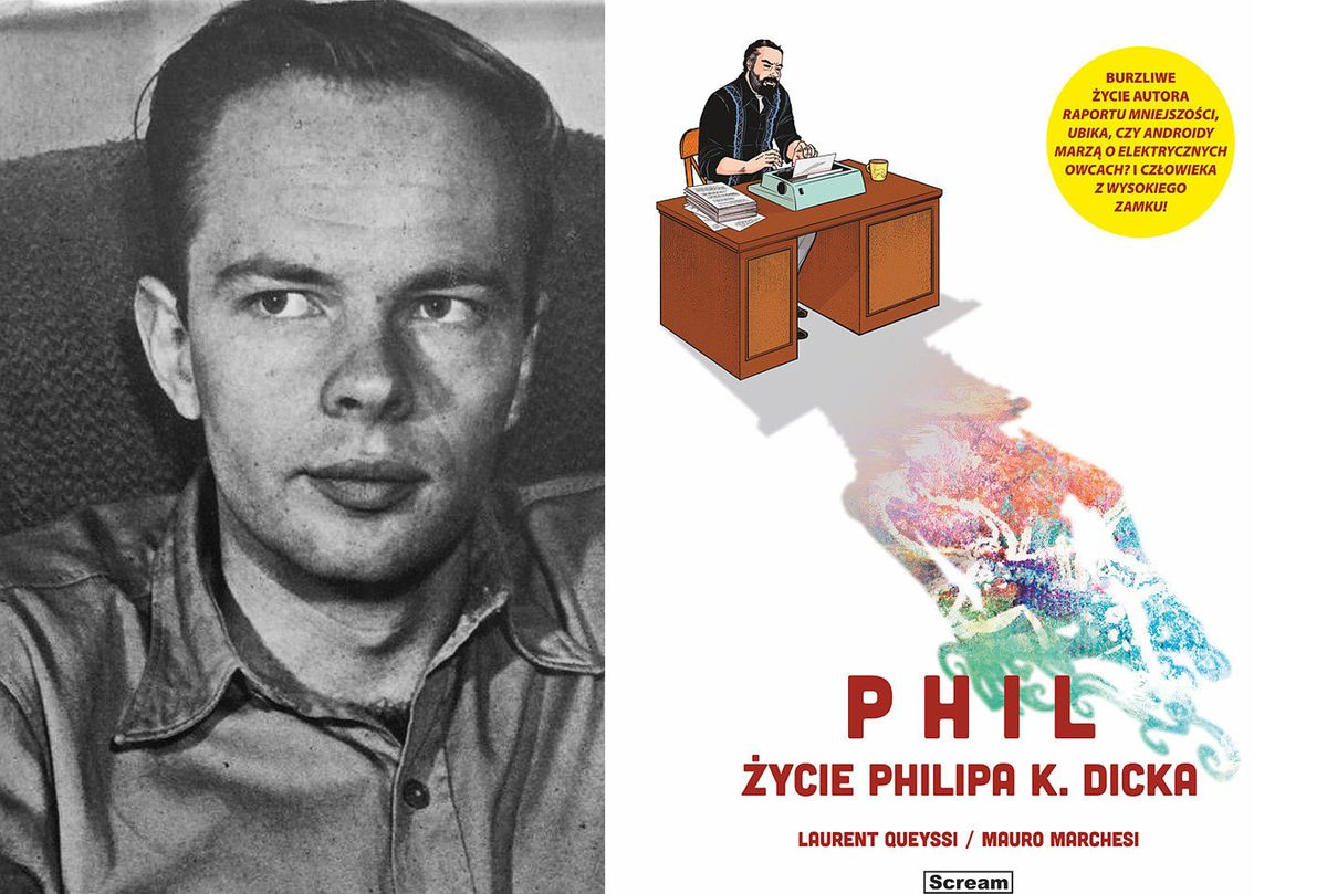 Philip K. Dick i okładka komiksu wyd. Scream Comics