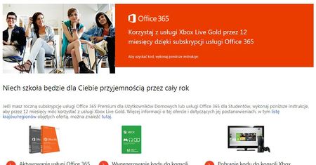 Microsoft rozdaje roczne abonamenty Xbox Live Gold nowym klientom pakietu Office