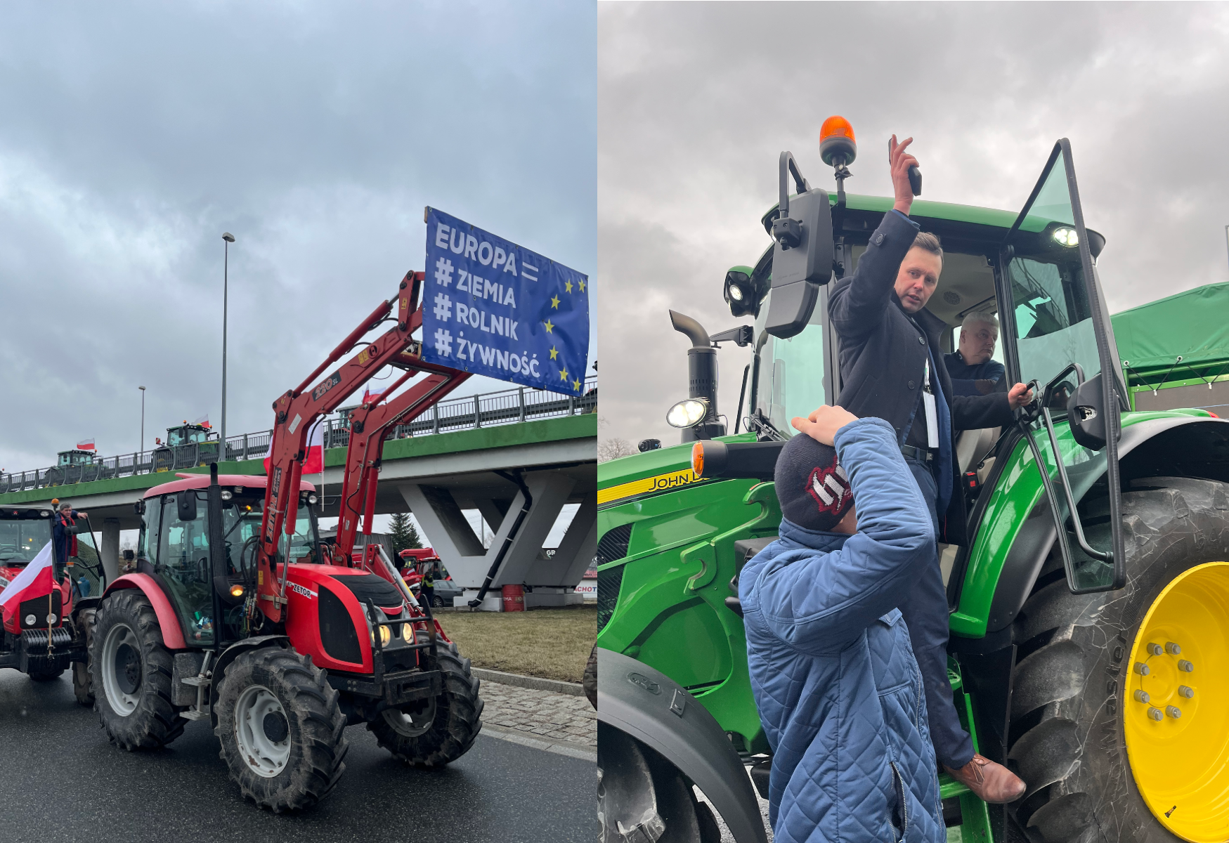 Protest rolników w Miński Mazowieckim koło Warszawy. Blokowali węzeł  przy autostradzie A2