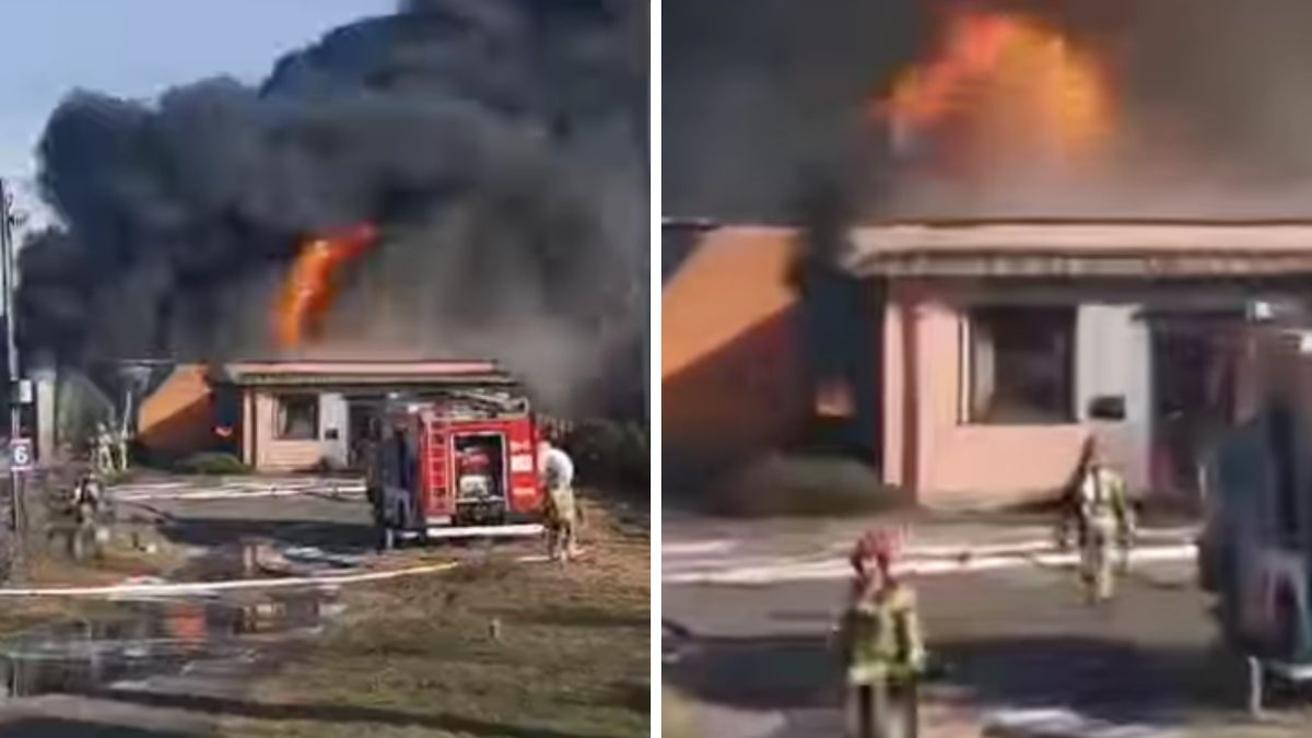 Ogromny słup czarnego dymu