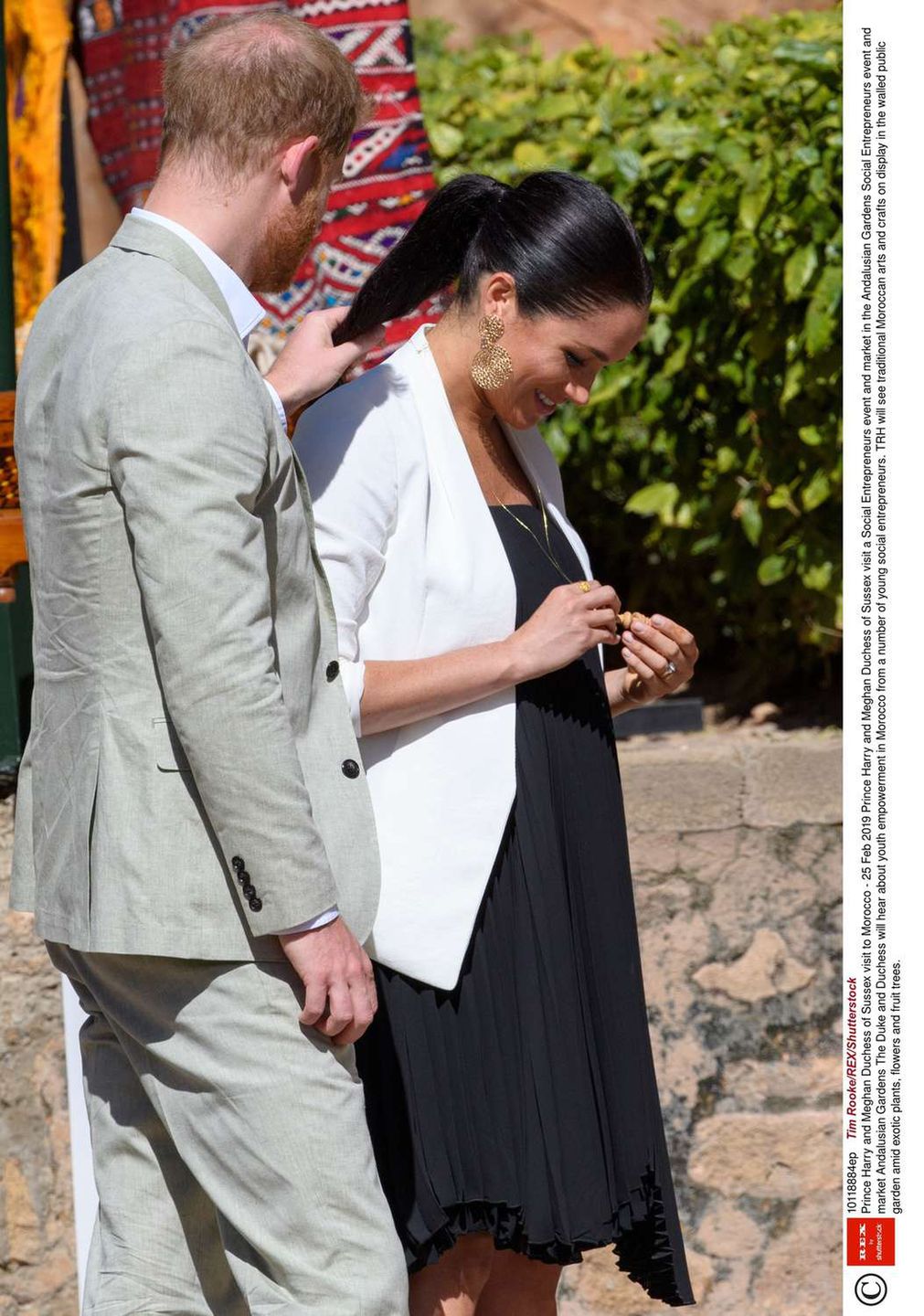 Meghan Markle w białej marynarce w Maroko