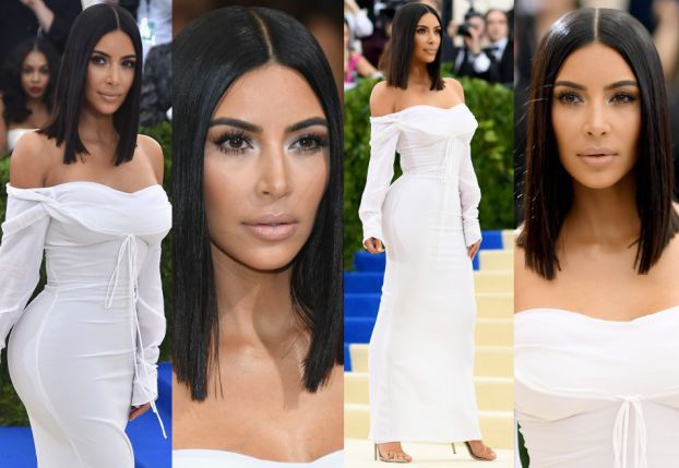 Skromna Kim Kardashian w białej sukience na gali MET (ZDJĘCIA)