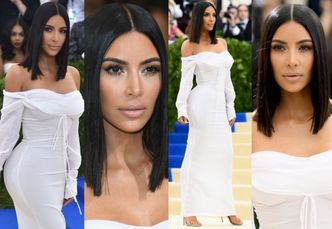 Skromna Kim Kardashian w białej sukience na gali MET (ZDJĘCIA)