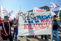 Protest pracowników Beko w Łodzi. Wrzesień 2024 r.