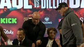 Kopnął w stół i się zaczęło! Ojciec Fury'ego narozrabiał na konferencji [WIDEO]