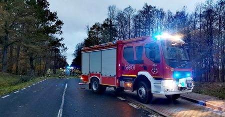 Karetka uderzyła w drzewo. Pacjent zmarł, są ranni