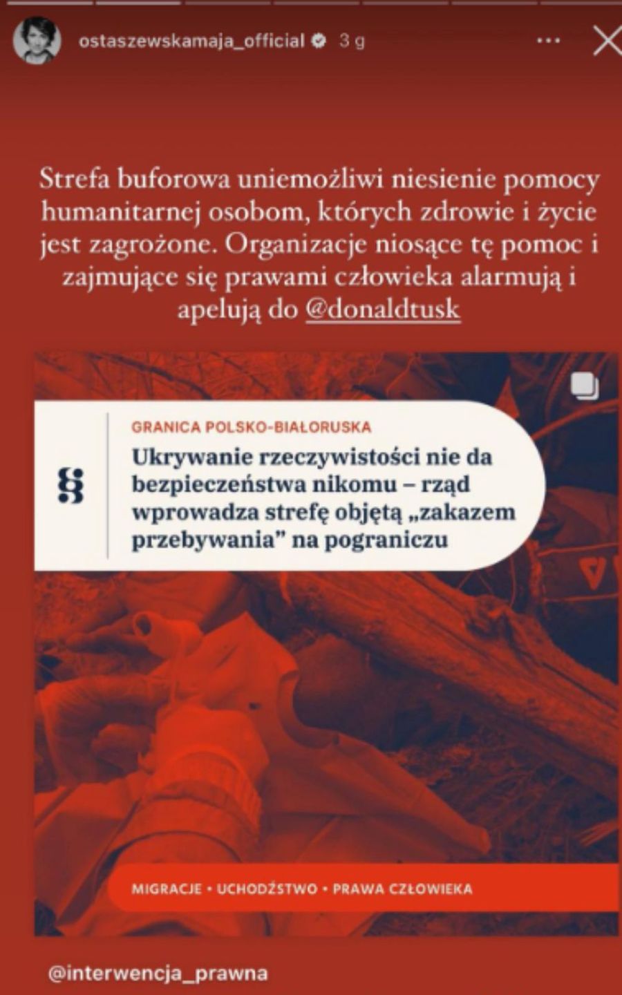 Maja Ostaszewska apeluje do Donalda Tuska