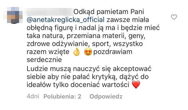 Aneta Kręglicka broni swojej szczupłej sylwetki