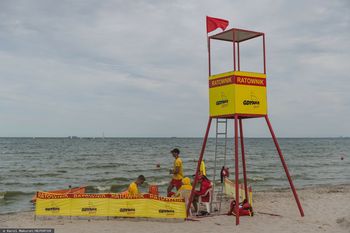 Czerwona flaga nad plażą w Gdyni. Zakwitły sinice