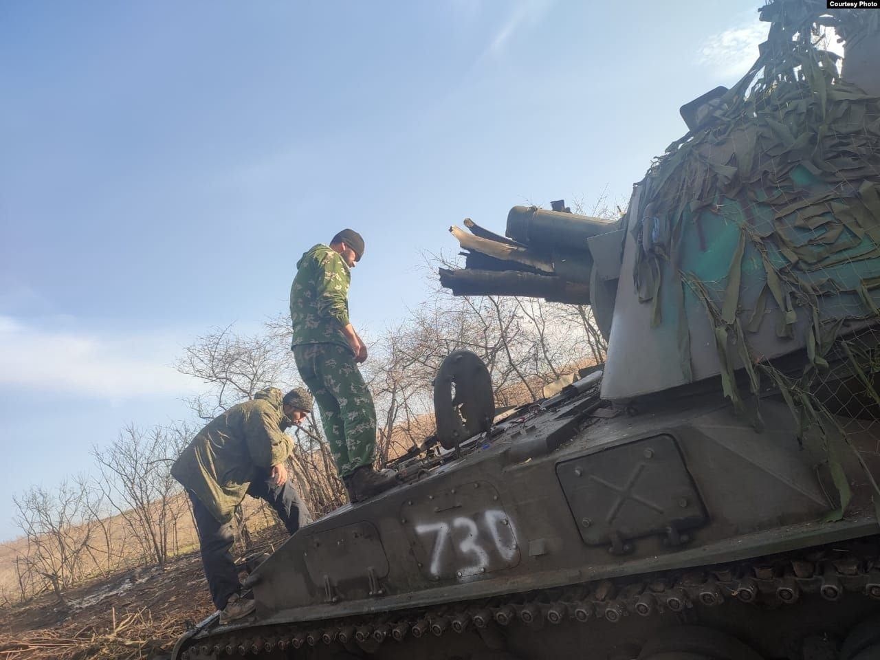 Tank destroyed by the explosion of faulty ammunition in the barrel.