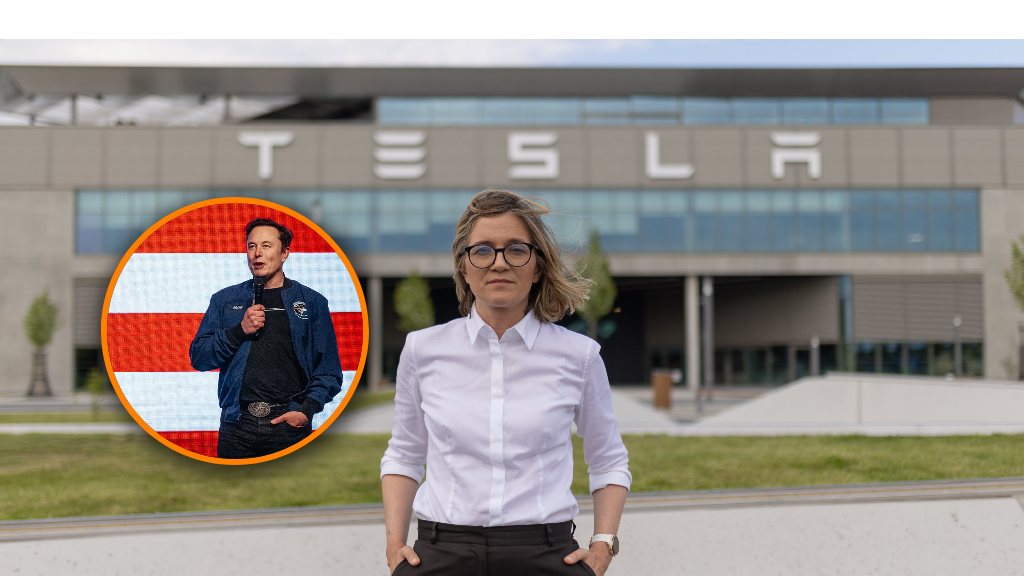 Magdalena Biejat pod fabryką Tesli 