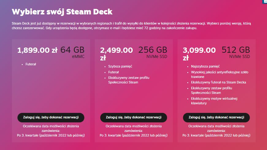 Ceny Steam Decka