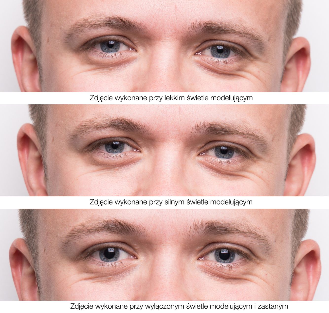 Jaki wpływ ma światło błyskowe na wielkość źrenic modela? 5