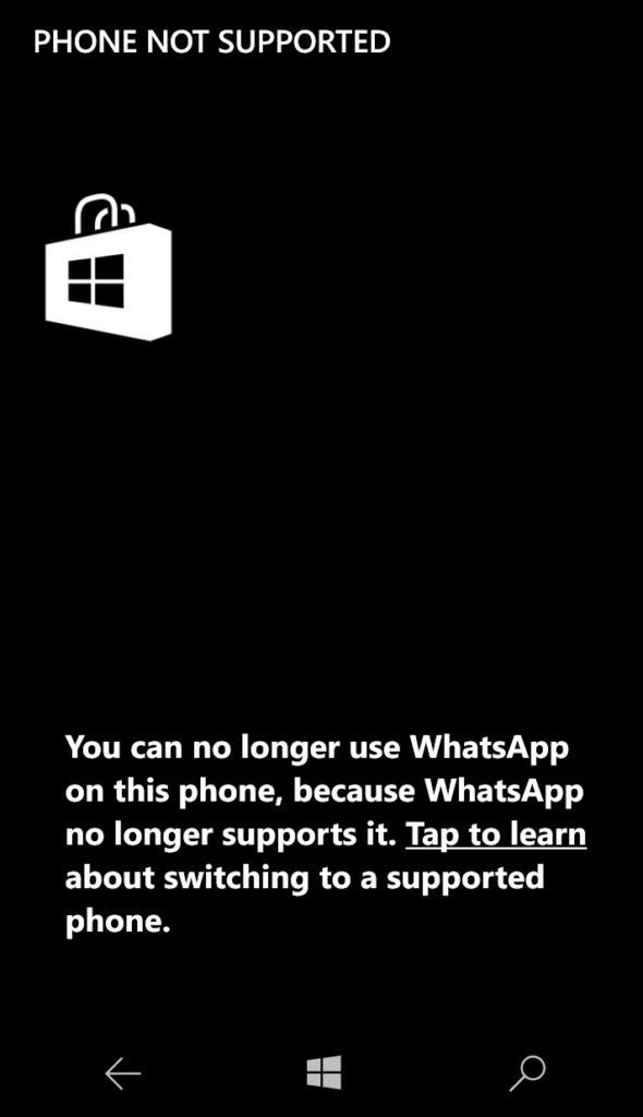 Informacja o braku możliwości uruchomienia WhatsAppa w języku angielskim, źródło: Windows Latest.
