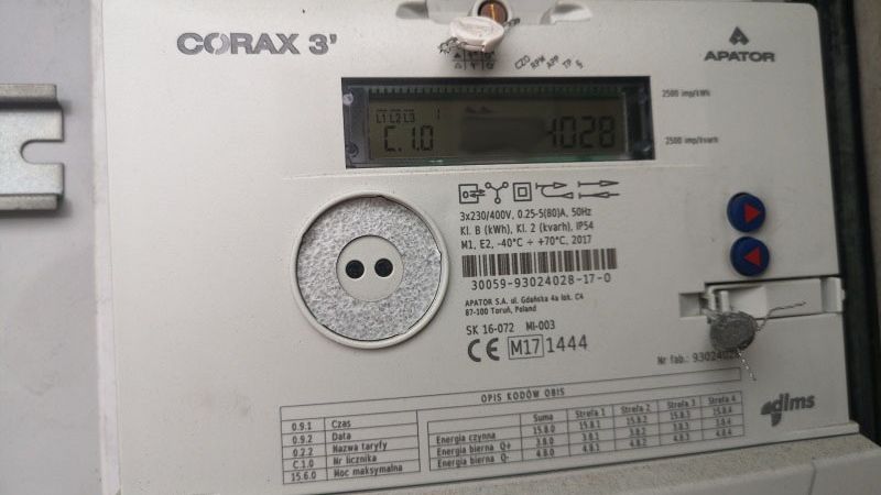 corax 3 apator licznik energii elektrycznej pge