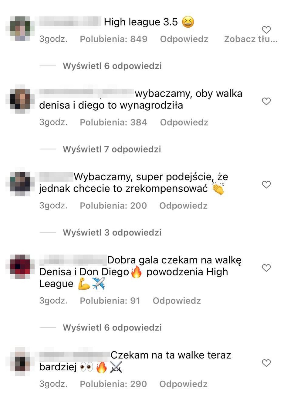 Komentarze pod oświadczeniem