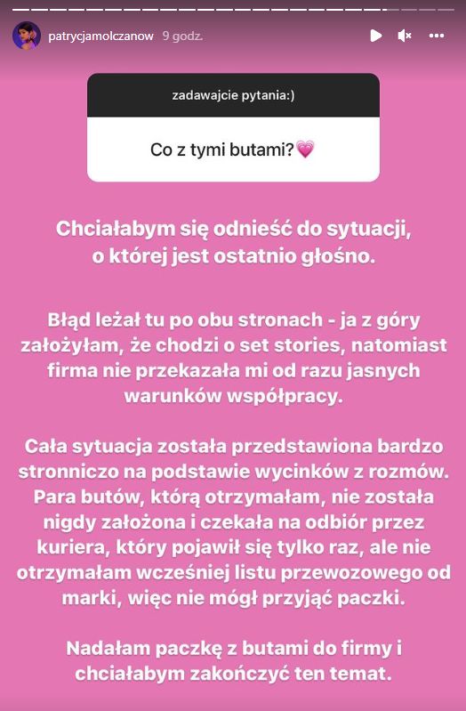 Druga odpowiedź Patrycji Mołczanow