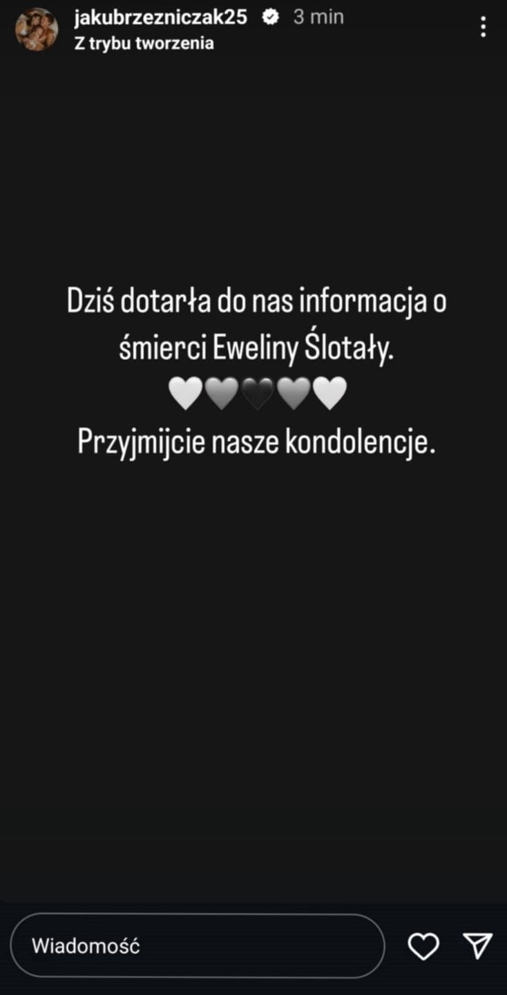 Jakub Rzeźniczak reaguje na informację o śmierci Eweliny Ślotały