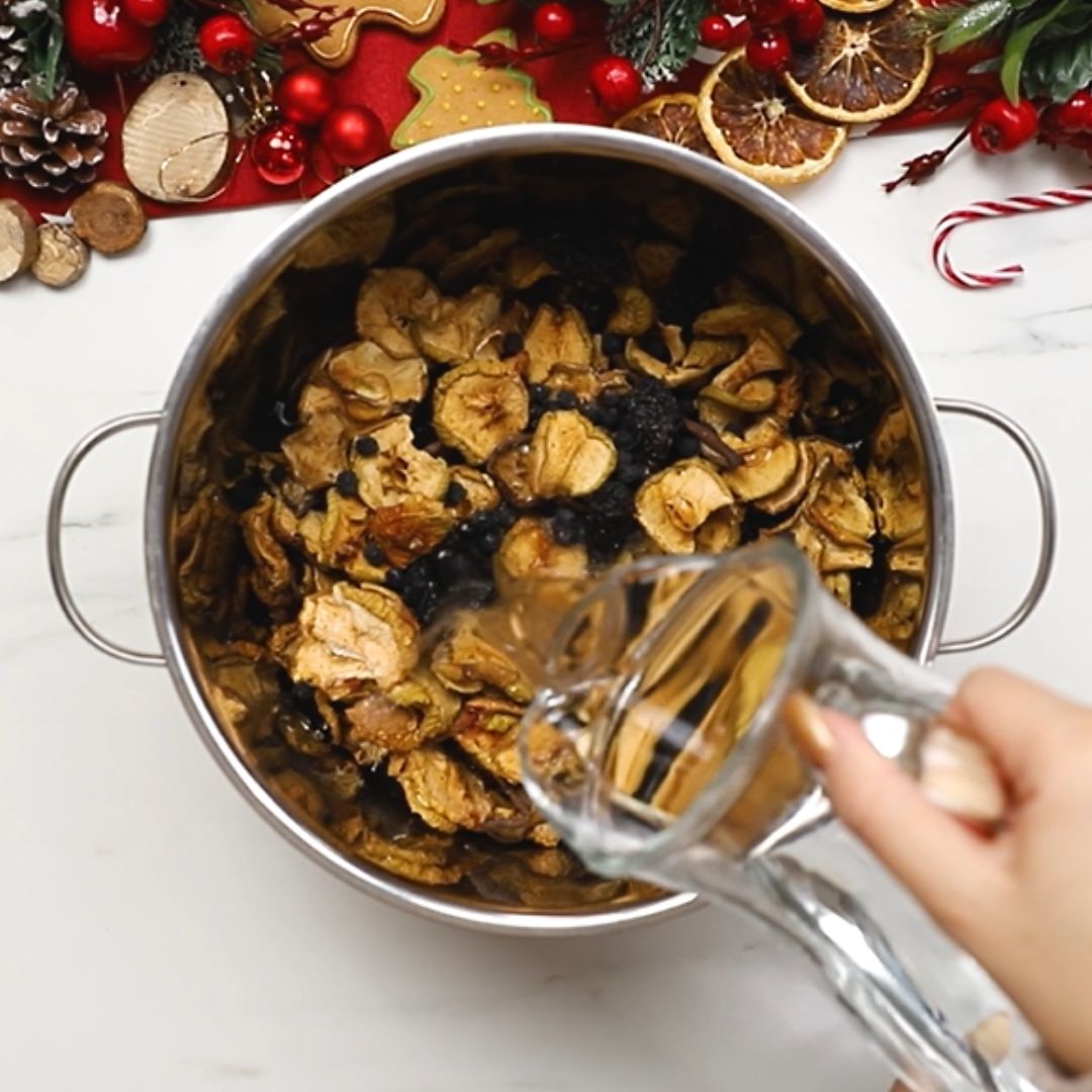 I soak dried fruits in cold water.