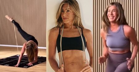 56-letnia Jennifer Aniston wyciska siódme poty i chwali się TWARDYM JAK SKAŁA brzuchem. Niezła forma?