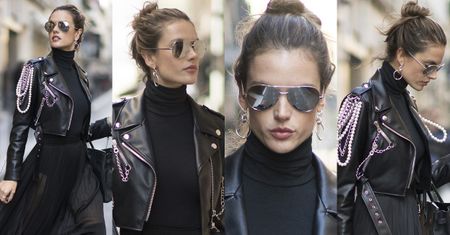 #TRENDY: Alessandra Ambrosio w czarnej skórze z perłami