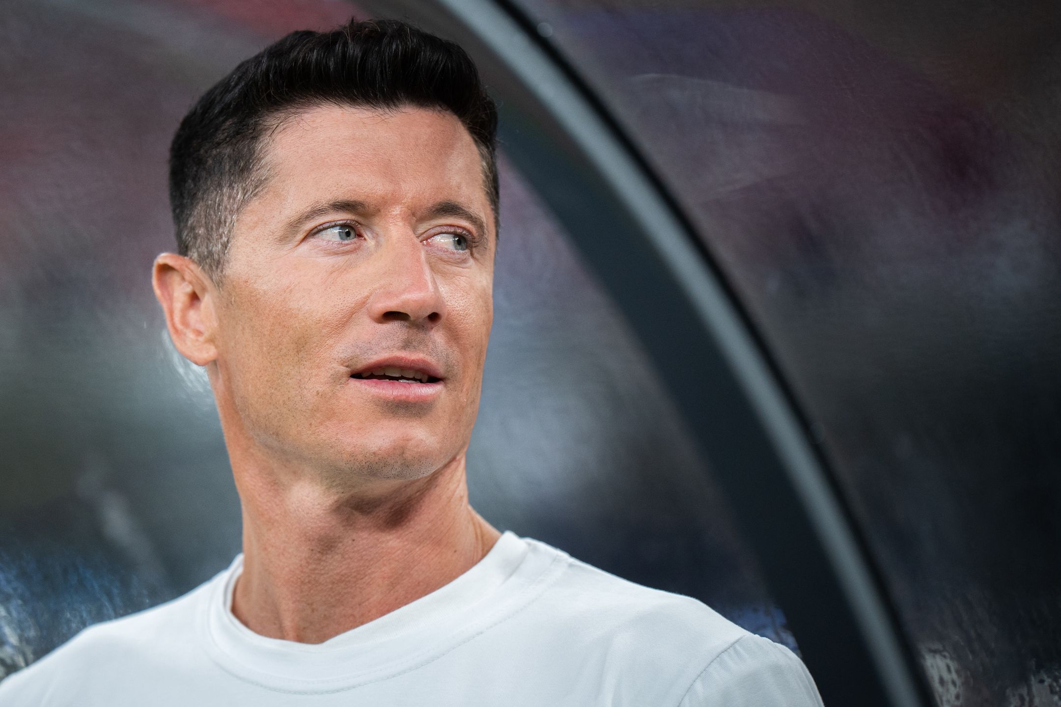 Robert Lewandowski appears before the international friendly match between Poland and Moldova at Silesian Stadium in Chorzow, Poland, on June 6, 2025. This game is part of preparations for upcoming FIFA World Cup European qualifying matches. (Photo by Marcin Golba/NurPhoto via Getty Images)