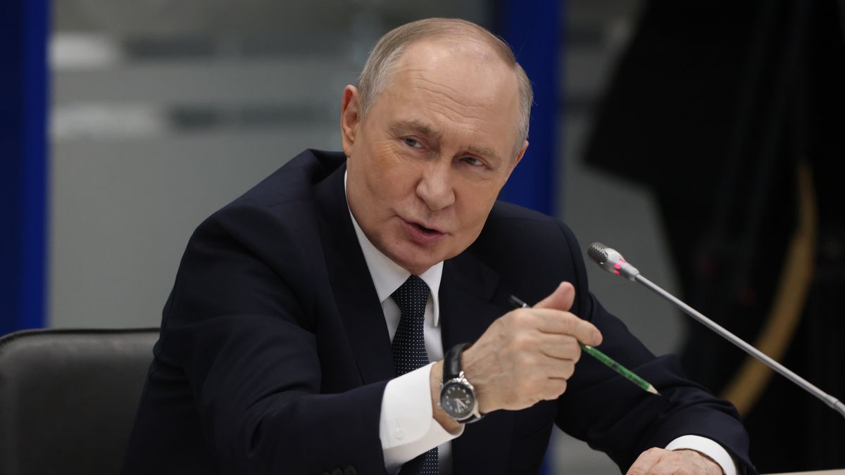 MURMANSK, RUSSIA - MARCH 26 (RUSSIA OUT) Russian President Vladimir Putin seen while visiting a military base of nuclear fleet, March 26, 2025, in Murmansk, Russia. Putin is having a one-day trip to Murmansk. (Photo by Contributor/Getty Images)