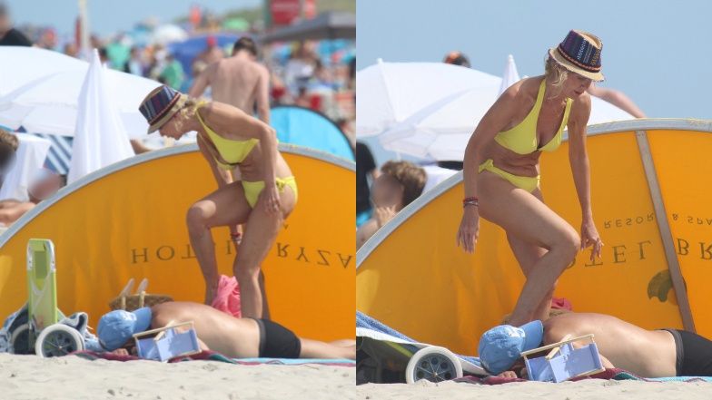 Beata Ścibakówna i Jan Englert wypoczywają na plaży w Juracie
