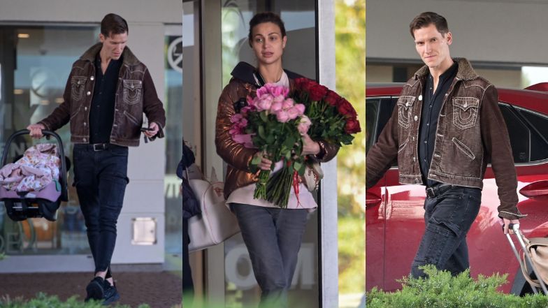 Jacek Jeschke odbiera ze szpitala Hannę Żudziewicz i nowo narodzoną córkę