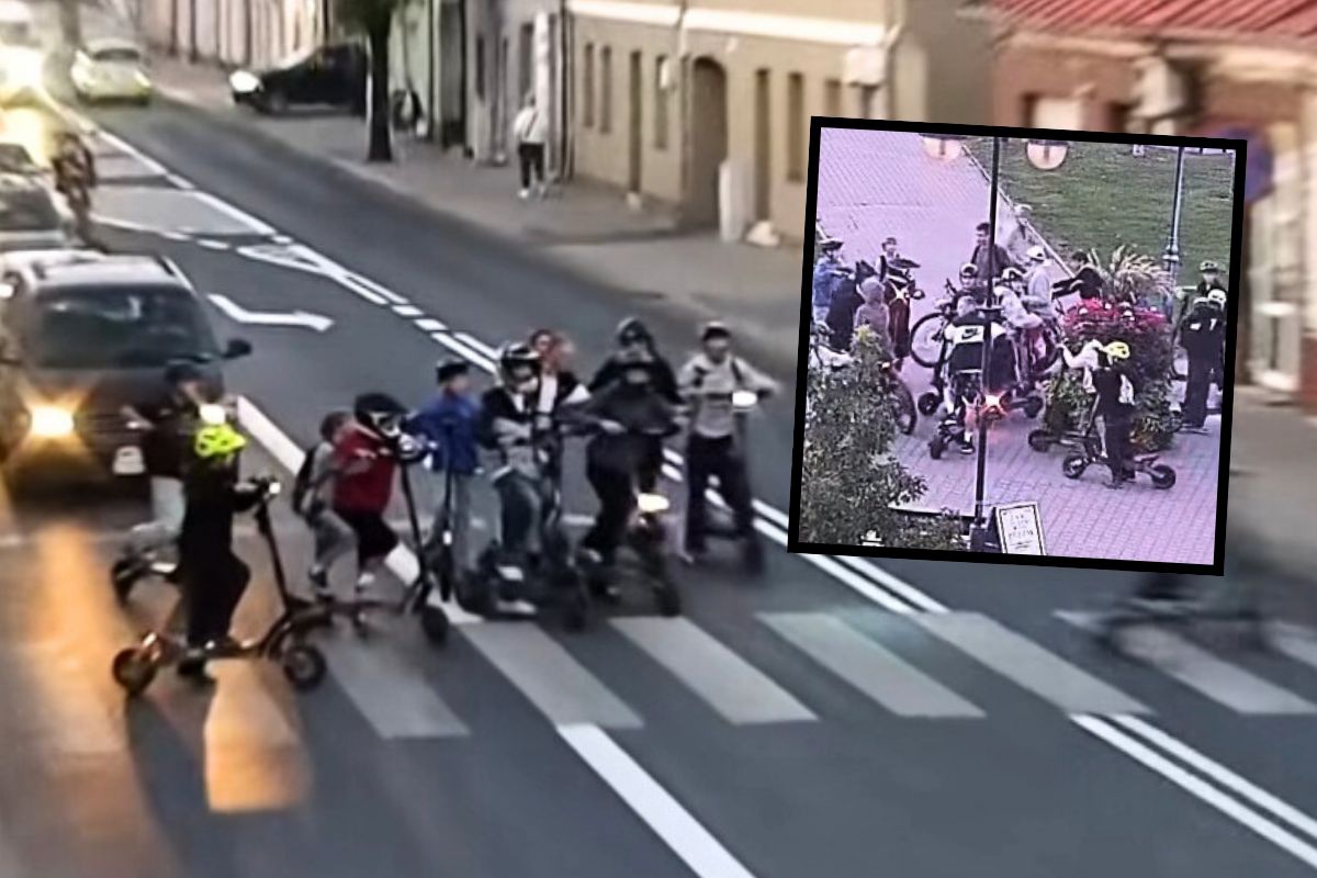 Gang hulajnóg z Góry Kalwarii. Nagranie straży miejskiej