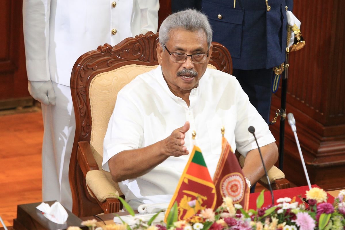 Prezydent Sri Lanki uciekł z kraju. Wylądował na Malediwach. Na zdjęciu Goatabaya Rajapaksa