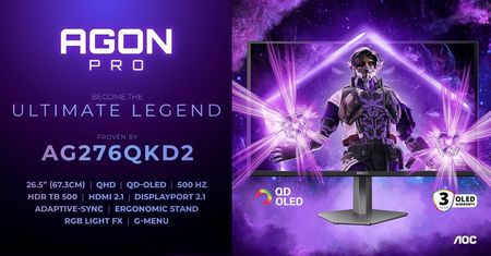 AGON by AOC prezentuje monitor AGON PRO AG276QKD2 – QD-OLED z odświeżaniem 500 Hz