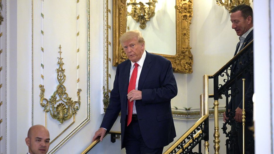 PALM BEACH, FL-NOVEMBER 8: Former President Donald Trump makes an appearance during an election night party at Mar-a-Lago, Tuesday, November 8, 2022 in Palm Beach, Florida. (Phelan M. Ebenhack for The Washington Post via Getty Images)