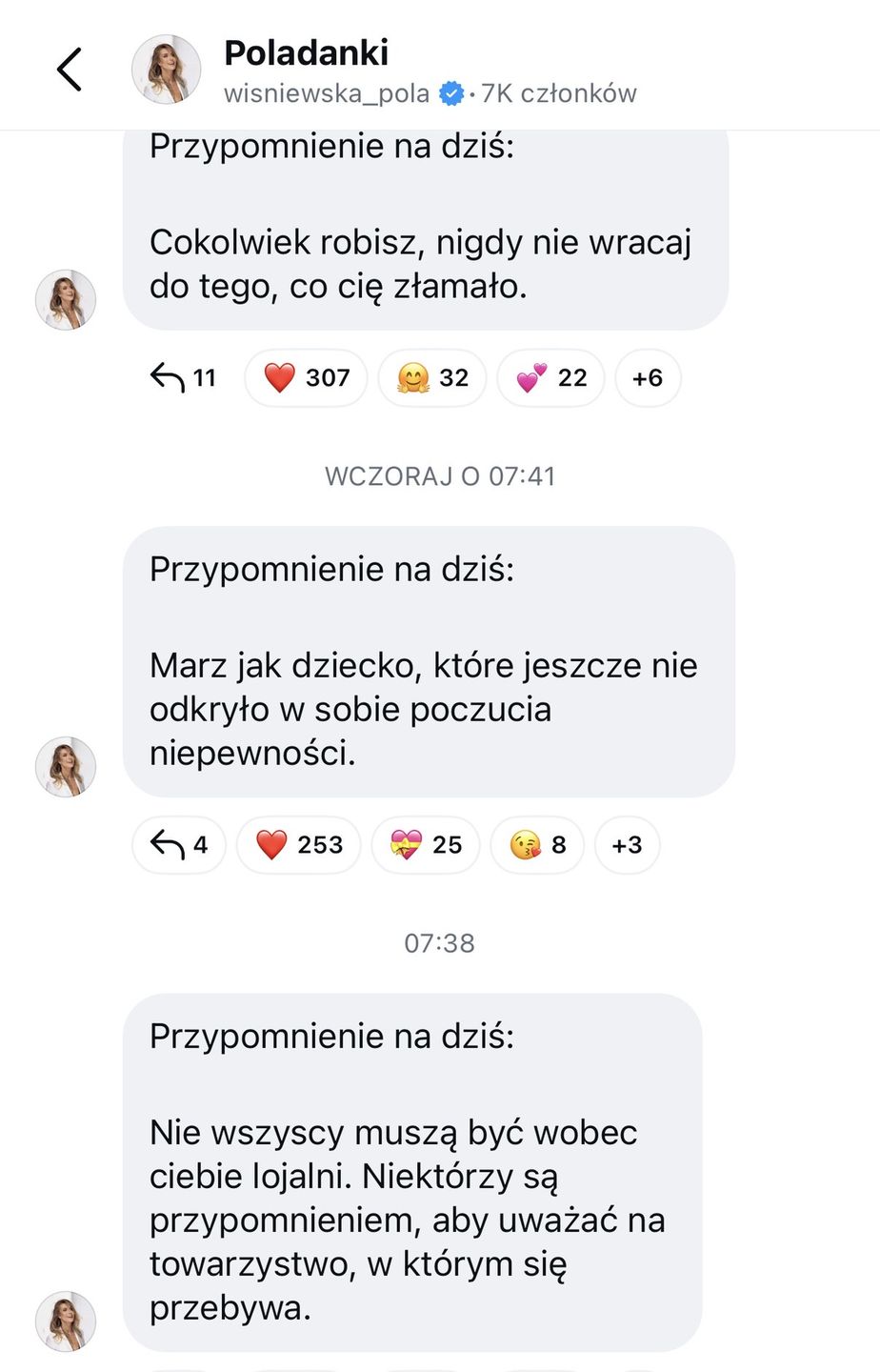 Wpisy na kanale nadawczym Poli 